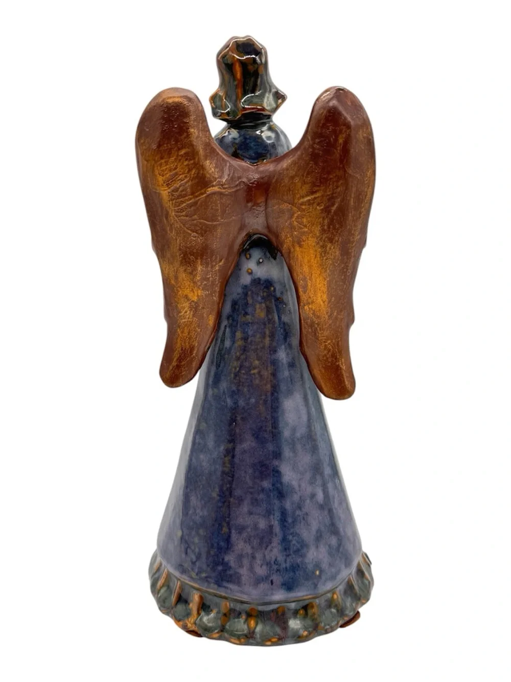 Pier 1 Reactive Glaze Stoneware Angel Figurine Blue Ceramic Decor